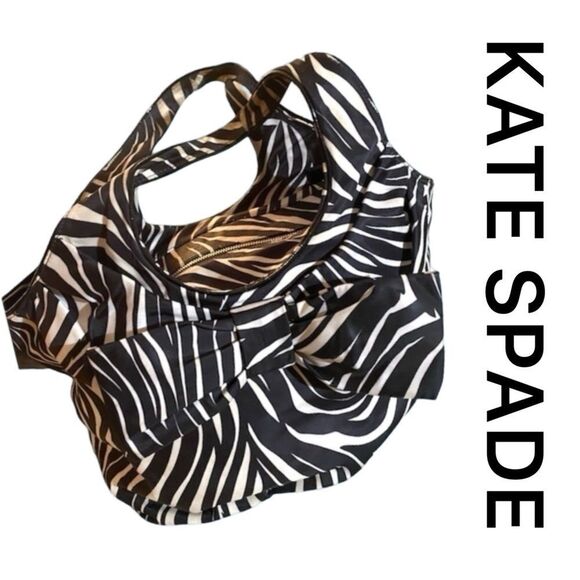 kate spade Handbags - Kate Spade Zebra Hobo Bag Red Interior Bow Accent